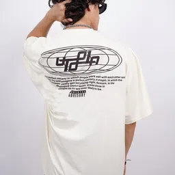 BURGER BAE Unisex Printed Drop-Shoulder Sleeves Bio Finish Oversized T-shirt-image-80