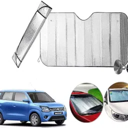 Auto Pearl F262 Dashboard Sun Shade Cover with Suction Cup for Maruti Suzuki WagonR (Silver)-picture-22