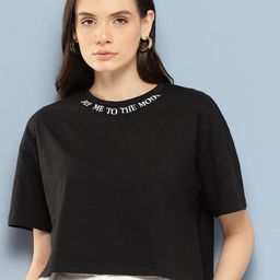 Chemistry Embroidered Drop-Shoulder Sleeves Boxy T-shirt-image-25