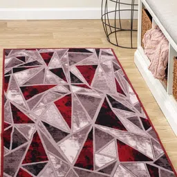 MODEFE Peach-Coloured Abstract Anti-Skid Nylon Carpet-image-79