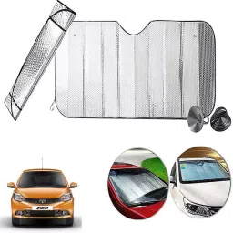 Auto Pearl F283 Dashboard Sun Shade Cover with Suction Cup for Tata Zica (Silver)-29
