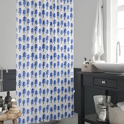 ArtzFolio Blue and White Geometric Printed Waterproof Shower Curtain-9