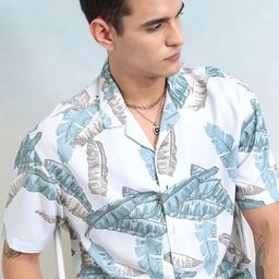 HIGHLANDER Men Cuban Collar Floral Printed Oversized Casual Shirt-image-53