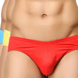 BASIICS by La Intimo Red, Yellow & Sky Blue Briefs (Pack of 3)-image-61