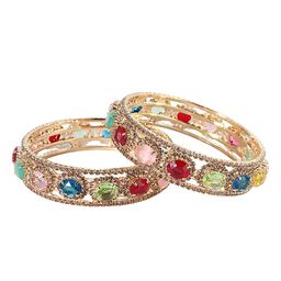 LAVAZZASet Of 2 Gold-Plated AD-Studded Bangles-16