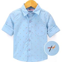 Babyhug Cotton Woven Full Sleeves Abstract Printed Shirt - Light Blue-image-59