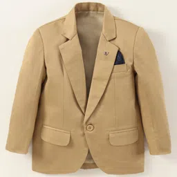 Robo Fry Cotton Lycra Full Sleeves Solid Color Blazer - Khaki-image-33