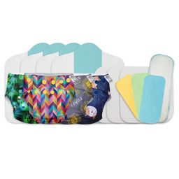 SuperBottoms Stash Builder Pack with 4 Freesize  Cloth diapers combo with 3 Fleece liners 3 Booster Pads & 1 Very Heavy Wetter Pad (hemp insert) - Multicolour-image-34