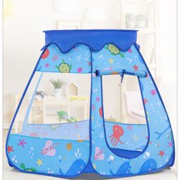 Babyhug Foldable Pop-Up Play Tent House Aquatic Theme - Blue-11
