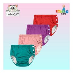 Chinmay Kids Reusable Swimwear Diaper Pants Set Of 4 - Pink Purple Green & Red-16