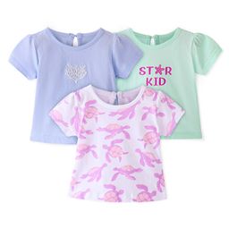 Doodle Poodle 100% Cotton Half Sleeves Turtle & Text Print T-Shirt Pack of 3 - Pink Purple & Green-image-25
