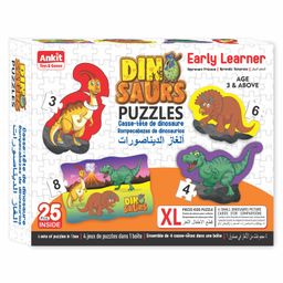 Ankit Toys Dinosaurs Educational Jigsaw Puzzle for Kids Jumbo Pack in Multi Language Multicolor - 25 Pieces-26