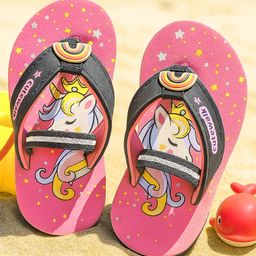 Cute Walk by Babyhug Flip Flops with Back Strap Unicorn Print - Pink-image-14