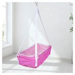 BAYBEE Cotton Baby Hanging Cradle for New Born Baby, Baby Cradle with Mosquito Net & Spring | Cotton Baby Swing Cradle Jhula for Baby (Pink)-image-80