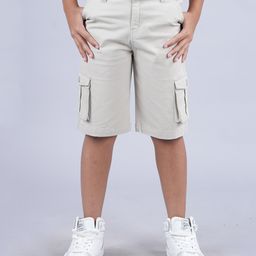 Kiddopanti Cotton Lycra Solid Shorts - Beige-image-47