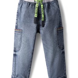 Babyhug Denim Full Length Washed Jeans With Stretch & Cargo Pockets - Blue-image-20