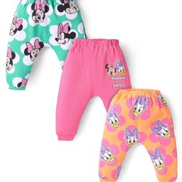 Babyhug Disney Interlock Knit Full Length Diaper Legging with Minnie Mouse Graphics Pack of 3 - Pink Green & Orange-image-19