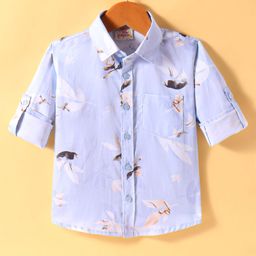 Rikidoos Full Sleeves Abstract Printed Shirt - Light Blue-image-14