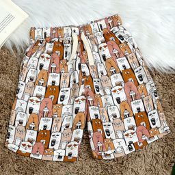 The Lion and the Fish Viscose Cats Printed Shorts - Brown-image-76