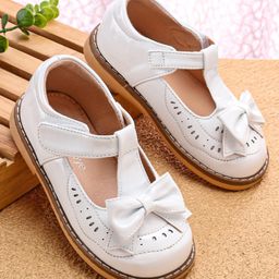 Babyoye Velcro Closure Ballerina With Bow Applique - White-image-87