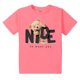 KAVEE Pure Cotton Half Sleeves Cute Teddy Bear & Nice Text Printed Bio Washed Tee - Peach-picture-18