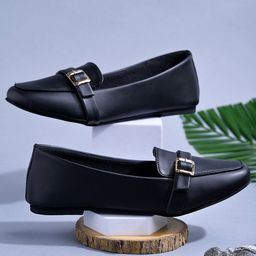 Shoetopia Buckle Detailed Ballerinas - Black-image-93