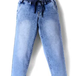 Olio Kids Denim Woven Full Length Solid Colour Jeans - Light Blue-picture-35
