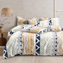 BhaiJi Bedsheets 220 TC Glace Cotton Bed Sheet King Size 108x108 Inch With 2 Pillow covers - White Rangoli-image-2