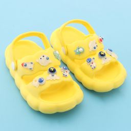 Oh! Pair Slip On Clogs with Outer Space Appliques & Back Strap - Yellow image 2