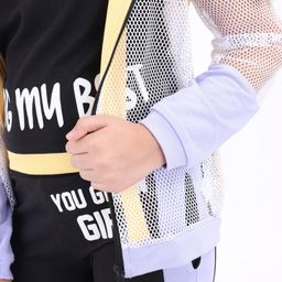 Ollington St. Full Mesh Sleeves Hoodie With Inner Lycra Top & Cut And Sew Leggings Color Block Multicolor image 3
