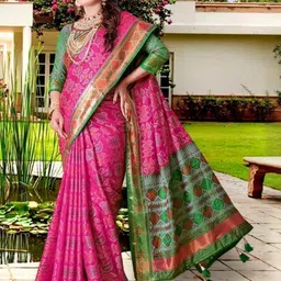 AKSH FASHION Pink Silk Blend Sarees-picture-25