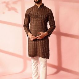 JASHNA Men Brown Kurtas-image-55