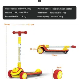 StarAndDaisy Kids Kick Scooter With LED Wheels & Music Foldable & Adjustable Handle Height image 5