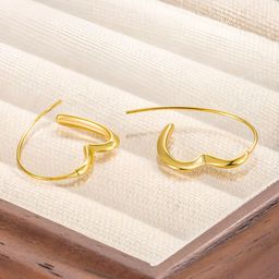 COOLWOOL Gold-Plated Korean Heart Shaped Hoop Earrings-28
