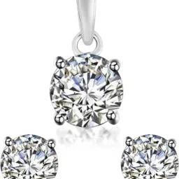 Femme Jam White Gold 925 Sterling Silver Zirconia Crystal Pendant & Earrings Set for Women & Girls Swarovski Crystal Earring & Pendant Set-image-25
