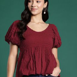 DressBerry Seersucker Puff Sleeve Top-image-78