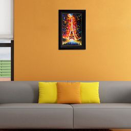 eCraftIndia Multicoloured Beautiful Eiffel Tower UV Framed Wall Art-87