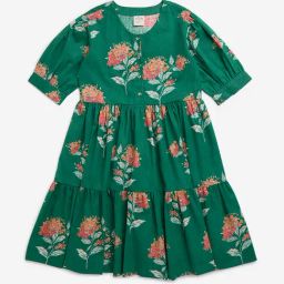 Utsa Kids by Westside Green Floral Printed Cotton-Blend Tiered Dress-image-38