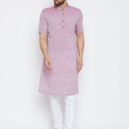 even Men Red Solid Straight Kurta-image-6