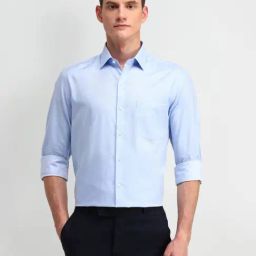 Arrow Medium Blue Cotton Slim Fit Printed Shirt-image-2