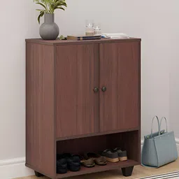 Royaloak Brown Textured Shoe Rack with 2 Door Storage-21