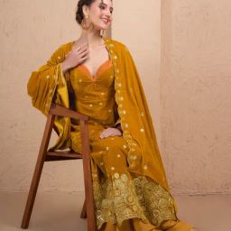 Sew & You Women Mustard Embroidered Dupatta-image-73