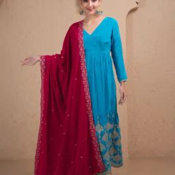 Sew & You Women Magenta Embroidered Dupatta-picture-5