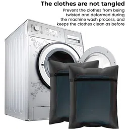 Kuber Industries Black 15 Pieces Reusable Rectangular Durable Laundry Bags With Zipper image 3