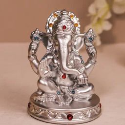 Art Street Polyresin Silver Ganesh Ji Statue Showpiece Idol-2
