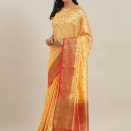 The Chennai Silks Yellow Embroidered Saree With Unstitched Blouse-picture-17