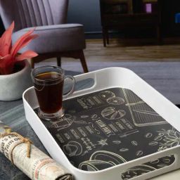 Goodhomes Black & White Melamine Square Serving Tray - Set of 1-47