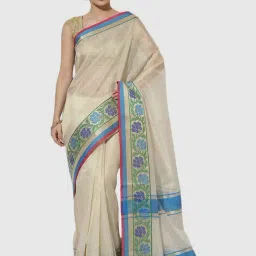Banarasi Silk Works Beige Silk Woven Saree With Unstitched Blouse-picture-37