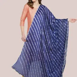 Dupatta Bazaar Indigo Striped Dupatta-image-50