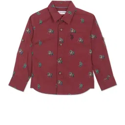 U.S. Polo Assn. Kids Maroon Printed Shirt-image-42
